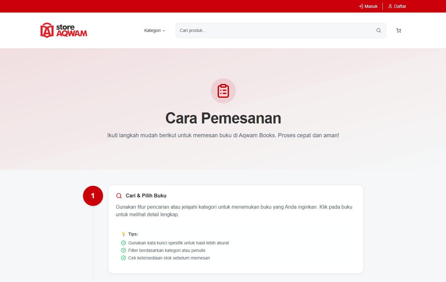Panduan cara pemesanan untuk pembeli